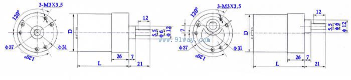 ZY-JB系列永磁直流齒輪減速電動機安裝尺寸