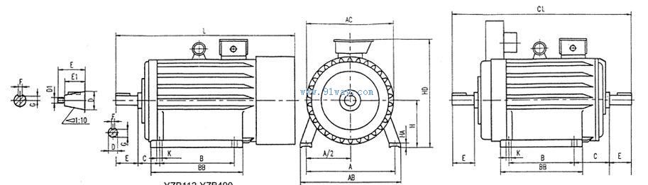 YZPE系列電磁制動(dòng)變頻調(diào)速電動(dòng)機(jī)安裝尺寸
