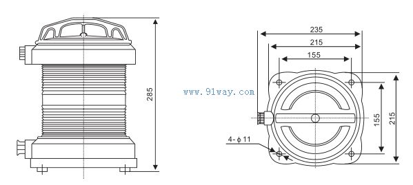 CXH14X型閃光信號(hào)燈外形尺寸