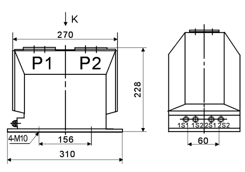LZZBJ9-10型電流互感器安裝尺寸
