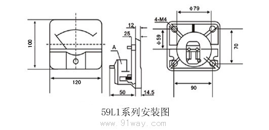 59系列面板電表外形尺寸