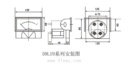 59系列面板電表安裝尺寸