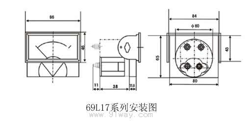 69系列面板電表外形尺寸