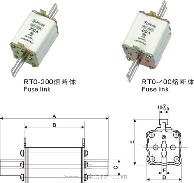 RTO系列熔斷器外形及安裝尺寸