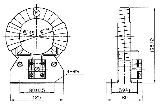 LJ-Φ75型零序電流互感器安裝尺寸