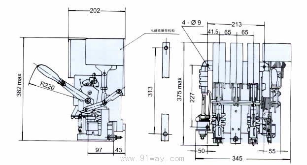 RMW16系列萬(wàn)能式斷路器安裝尺寸2