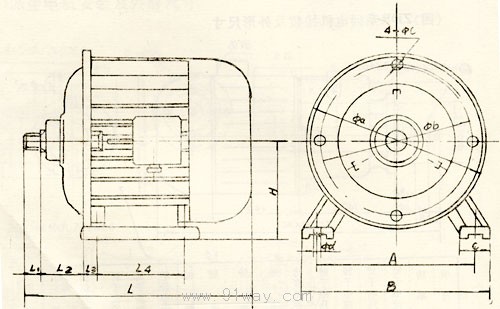 ZD1系列錐形轉子制動三相異步電動機花鍵1外形尺寸4