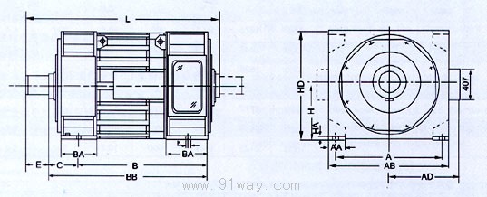 Z系列中型直流電機外形尺寸