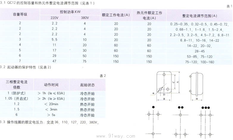 QC12系列電磁起動(dòng)器技術(shù)參數(shù)