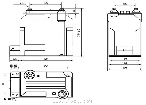 JDZR10-3.6.10帶熔斷器單相電壓互感器安裝尺寸