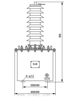 JDZX6-35W2(JDJJ2-35)型電壓互感器安裝尺寸