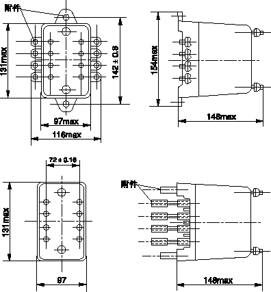 DJ-100系列電壓繼電器安裝尺寸