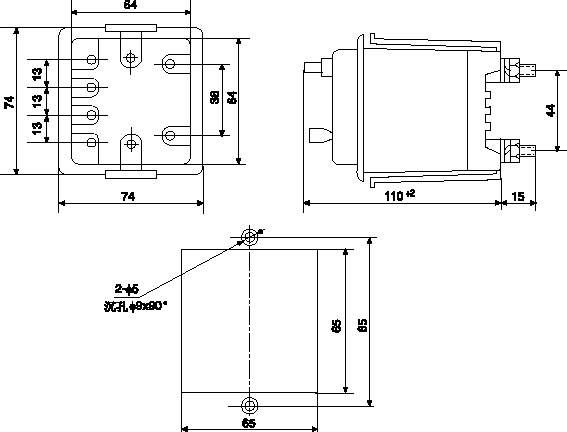 DX-11Q,11A/Q,11B/Q,11C/Q型信號繼電器安裝尺寸