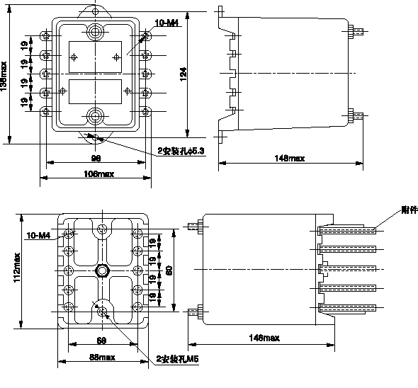 DZ-10,DZ-15,DZ-16系列中間繼電器安裝尺寸