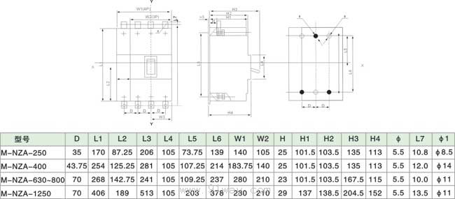 M-NZA系列塑料外殼式斷路器板前接線