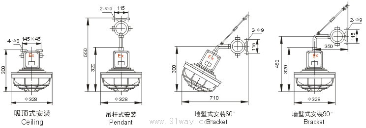 FCBY53-H粉塵防爆環形熒光燈(DIP)外形尺寸