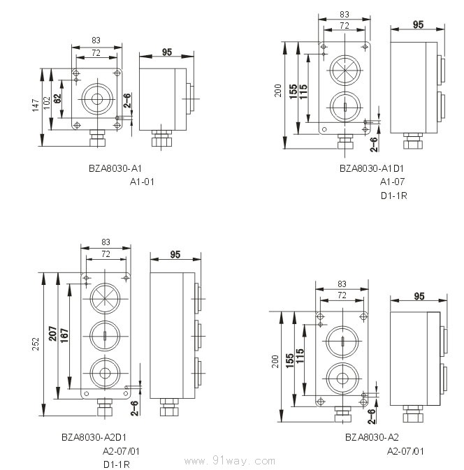 BAZA8030防爆控制按鈕外形尺寸