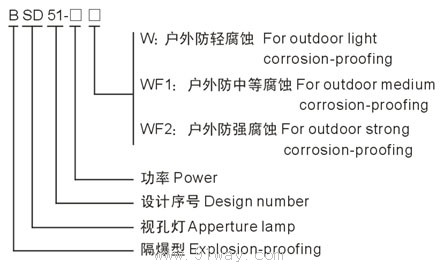 BSD51隔爆型視孔燈(ⅡB、ⅡC)選型說明