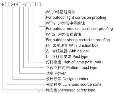 e□53-P平臺立桿式防爆燈(e)選型說明