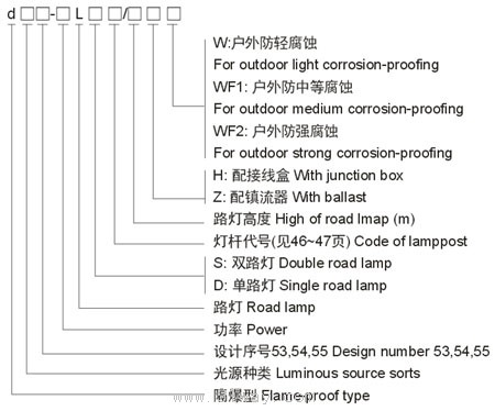 d□□-L防爆路燈(ⅡB、ⅡC)選型說明