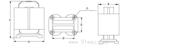 CD系列單相變壓器外形尺寸