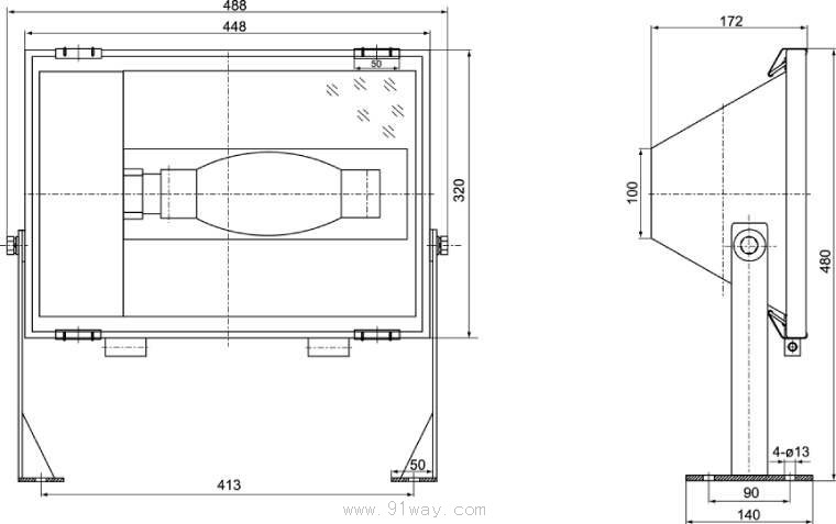 FAT-□系列防水防塵防腐泛光燈外形尺寸