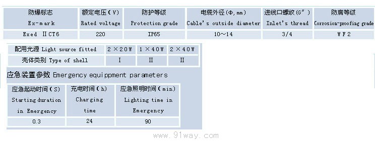 BYS51-Q系列防爆防腐全塑熒光燈(ⅡB,ⅡC)技術參數