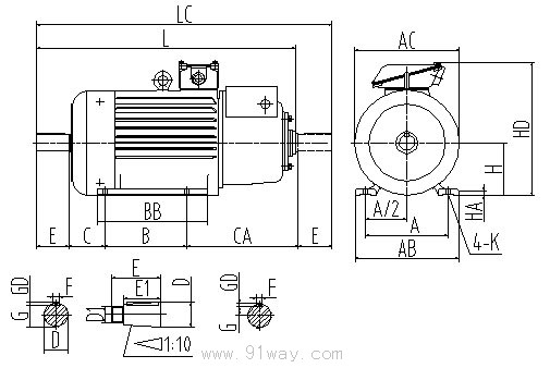 YZR,YZ電機安裝尺寸1