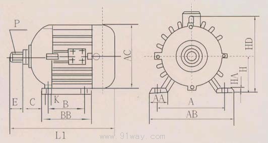 zdw系列建筑機械用錐形轉子制動電動機外形尺寸