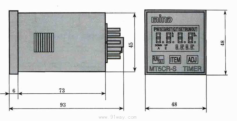 MT5CR系列數字式時間繼電器安裝尺寸