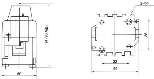 JDZ1系列中間繼電器安裝尺寸