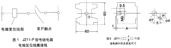 JZ11系列中間繼電器安裝尺寸1