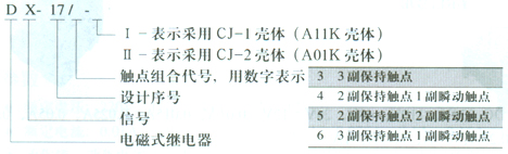 DX-17系列信號繼電器型號說明