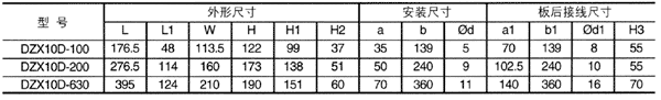 DZX10D系列塑殼式斷路器外形及安裝尺寸數(shù)據(jù)