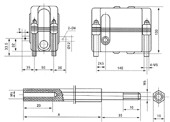 DXZ型多功能轉(zhuǎn)角式行程限位器外形尺寸