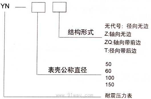 YN系列耐震壓力表型號(hào)說(shuō)明