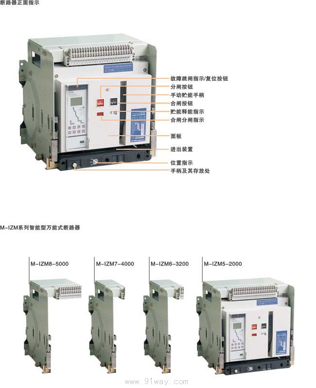 M-IZM系列液晶顯示智能型萬能式斷路器外形圖