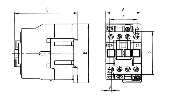 CDZ7系列接觸器式繼電器外形及安裝尺寸