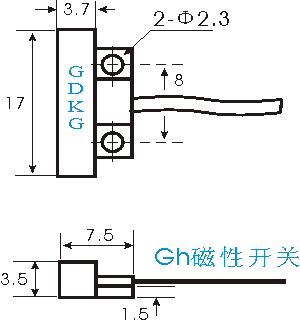 GH系列超小型磁性開關(guān)安裝尺寸