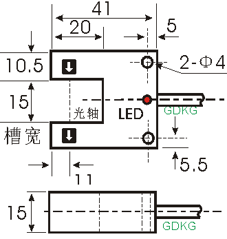ST系列高分辨率槽型光電開(kāi)關(guān)外形尺寸