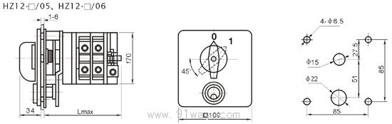 HZ12系列組合開關外形尺寸3