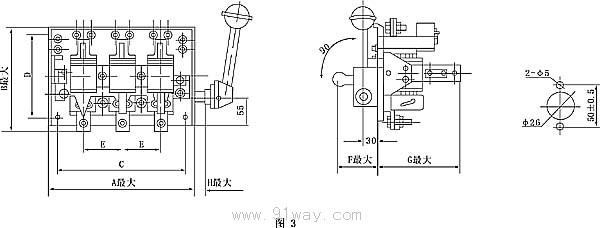 HR3系列熔斷器式刀開關外形尺寸3