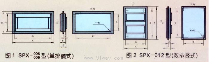 SPX型組合照明插座箱外形尺寸