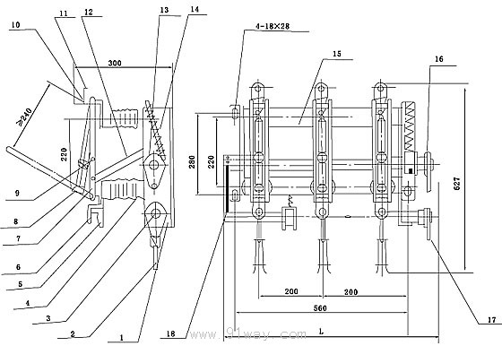 FN5系列戶內交流高壓負荷開關安裝尺寸3