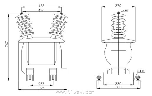 FDGR-35kV系列干式放電線圈外形及安裝尺寸