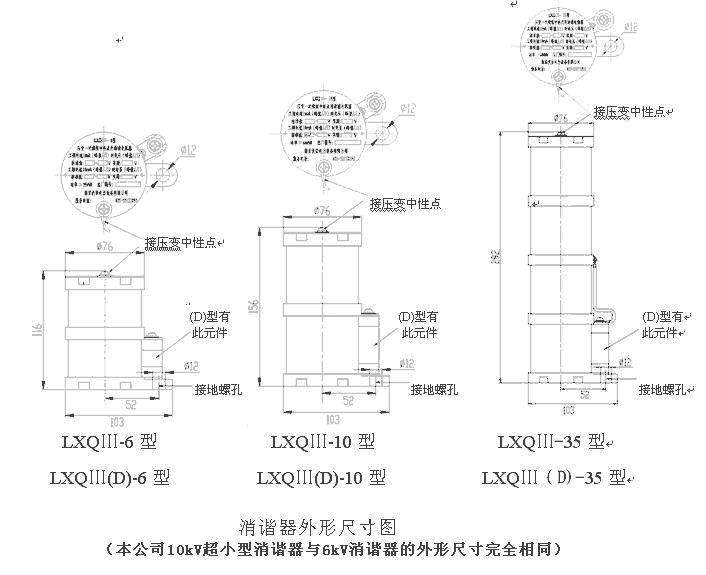 RXQ,FXQ,DXQ,LXQ系列消諧器外形尺寸