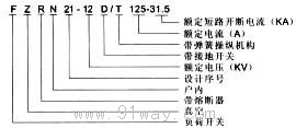 FZRN21-12D/T125-31.5型交流高壓真空負(fù)荷開關(guān)-熔斷器組合器型號(hào)說明