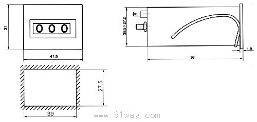 DL013型三位電磁計數器安裝尺寸
