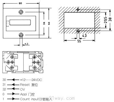 710A型電子累加計數器安裝尺寸