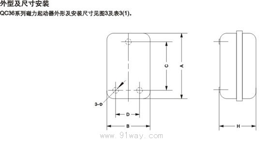 QC36系列電磁起動器外形尺寸